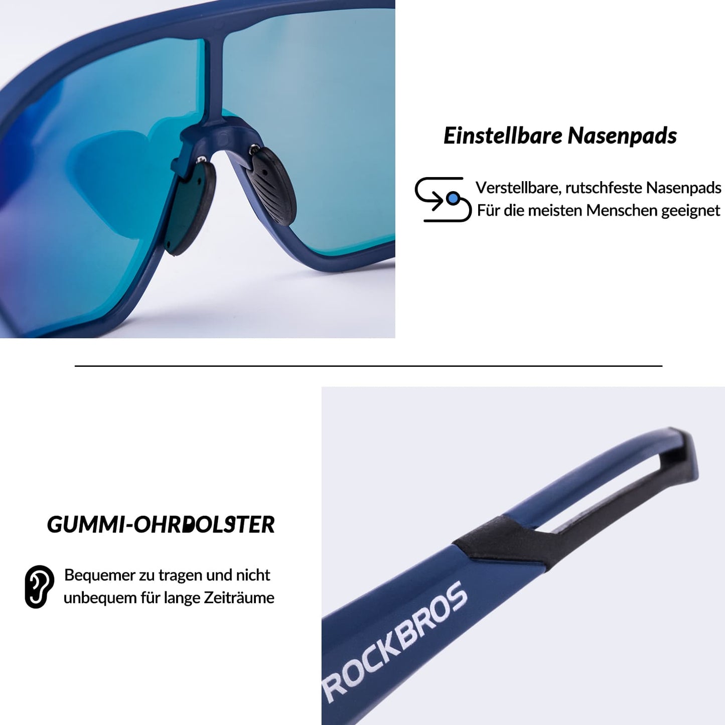 ROCKBROS Fahrradbrille Polarisierte Sportsbrille mit UV-Schutz