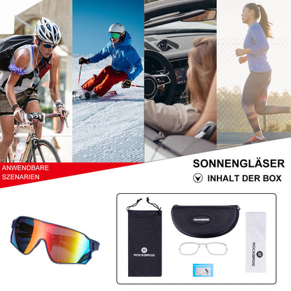 ROCKBROS Fahrradbrille Polarisierte Sportsbrille mit UV-Schutz