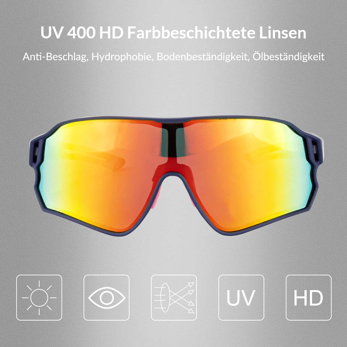 ROCKBROS Fahrradbrille Polarisierte Sportsbrille mit UV-Schutz