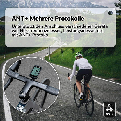 ROCKBROS Fahrradcomputer Kabellos GPS wasserdicht Tachometer und Kilometerzähler