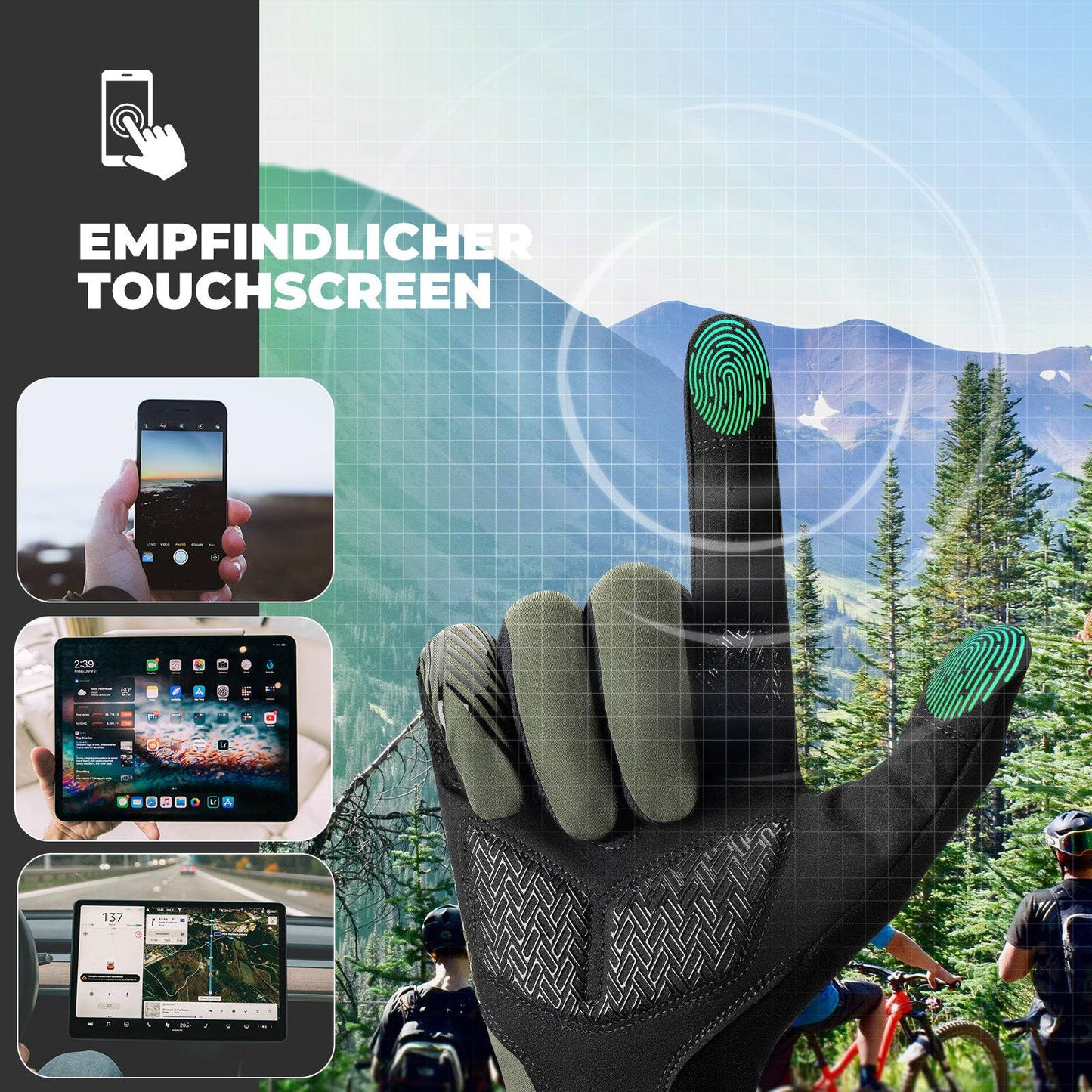 ROCKBROS Fahrradhandschuhe Damen/Herren Touchscreen Anti-Rutsch Dünne