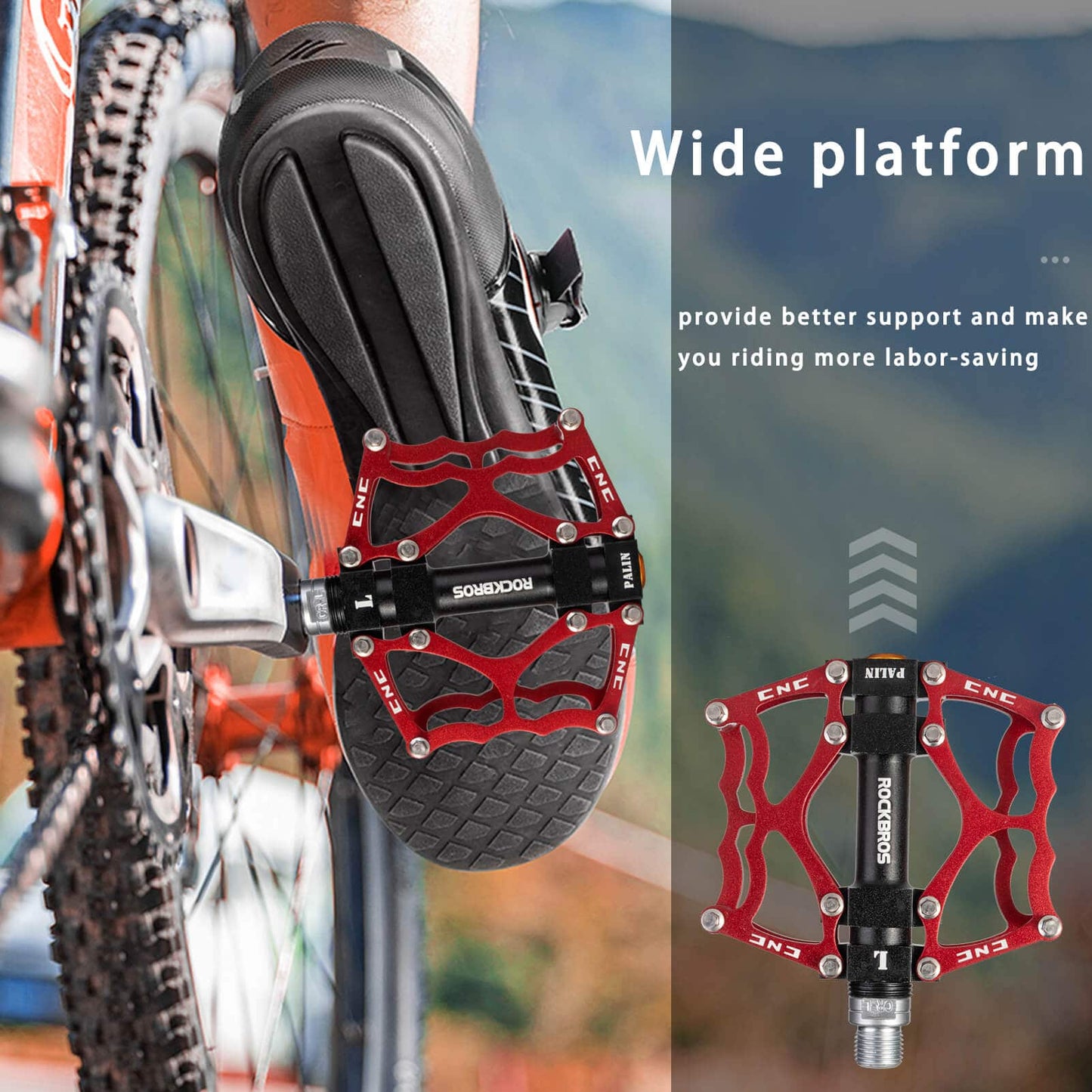 ROCKBROS Fahrradpedale 9/16 Zoll CNC Aluminium mit abgedichteten Lagern