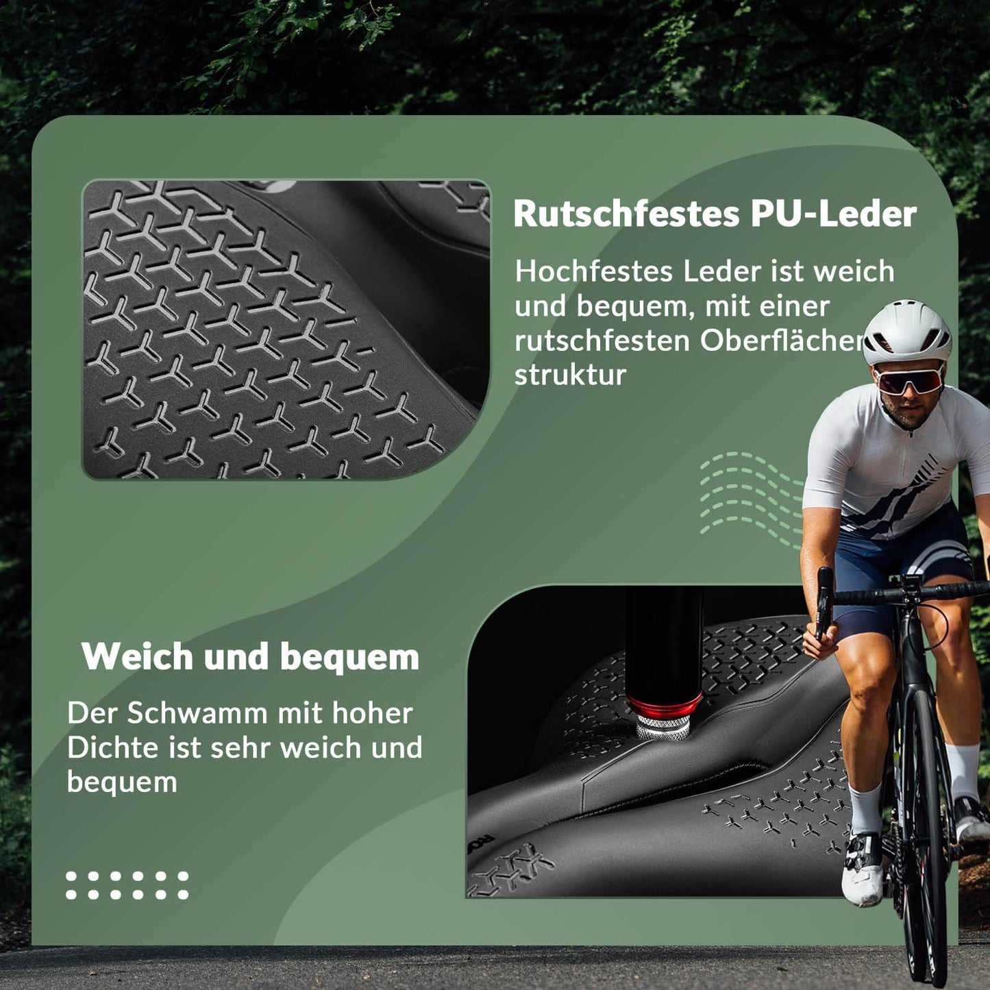 ROCKBROS Fahrradsattel Bequem Hohl Ergonomisch Fahrradsitz Anti-Rutsch