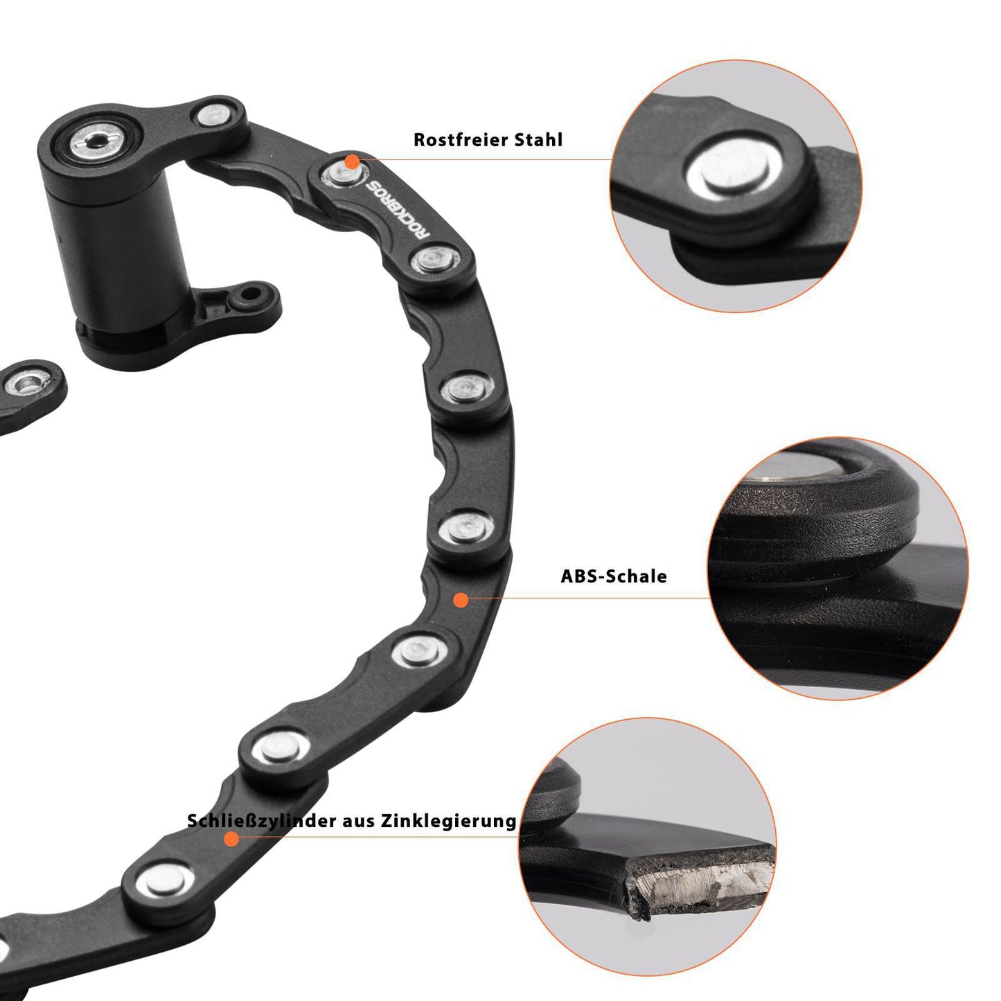 ROCKBROS Fahrradschloss Faltschloss 70 cm Lang Schwarz