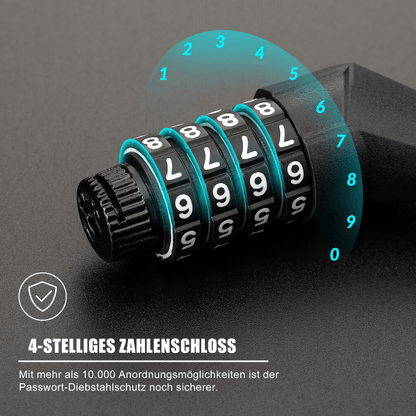 ROCKBROS Fahrradschloss Zahlenschloss  Helmschloss mit 4-stellig Code max. 150 cm