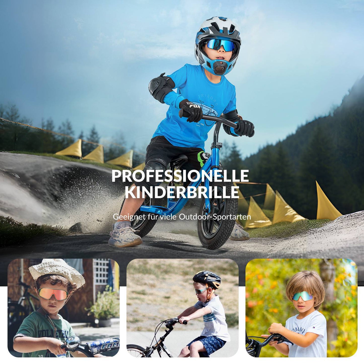 ROCKBROS Kinder Fahrradbrille UV400-Schutz Polarisierte Sonnenbrille