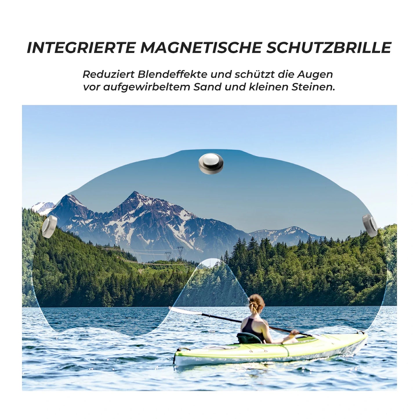 ROCKBROS Kinder Fahrradhelm mit integrierter abnehmbarer Magnetbrillen & Visier