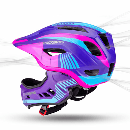 ROCKBROS Kinder helm Integriert Fahrradhelm mit Abnehmbarem Kinnschutz