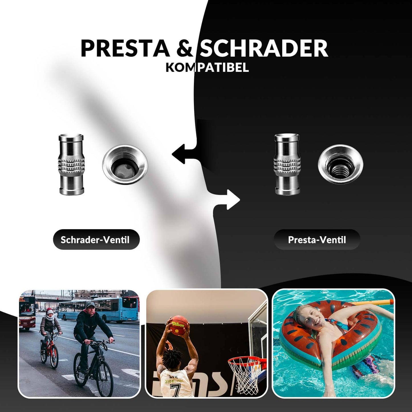 ROCKBROS Luftpumpe Handpumpe Schrader & Presta Ventile aus Aluminium