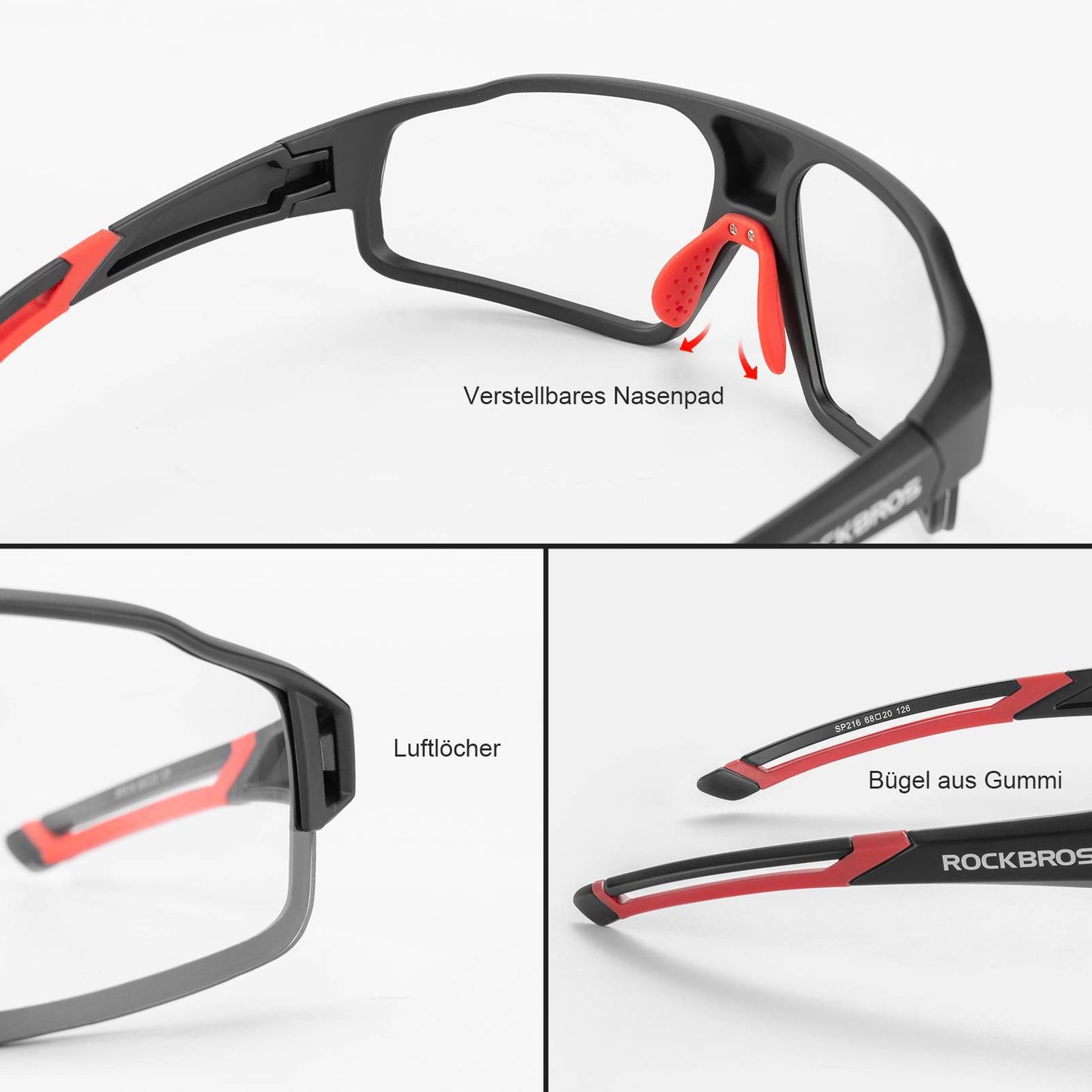 ROCKBROS Photochrome Sonnenbrille für Outdoor-Aktivitäten Unisex