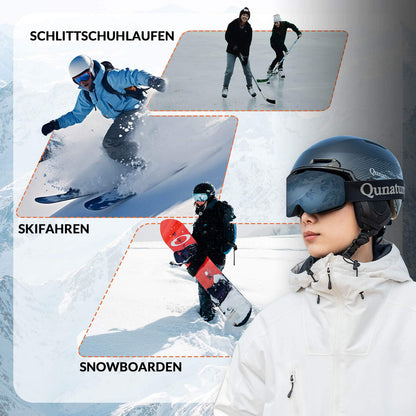 ROCKBROS-Qunature Skihelm mit Ohrenschützern Schneehelm Winter für Skifahren
