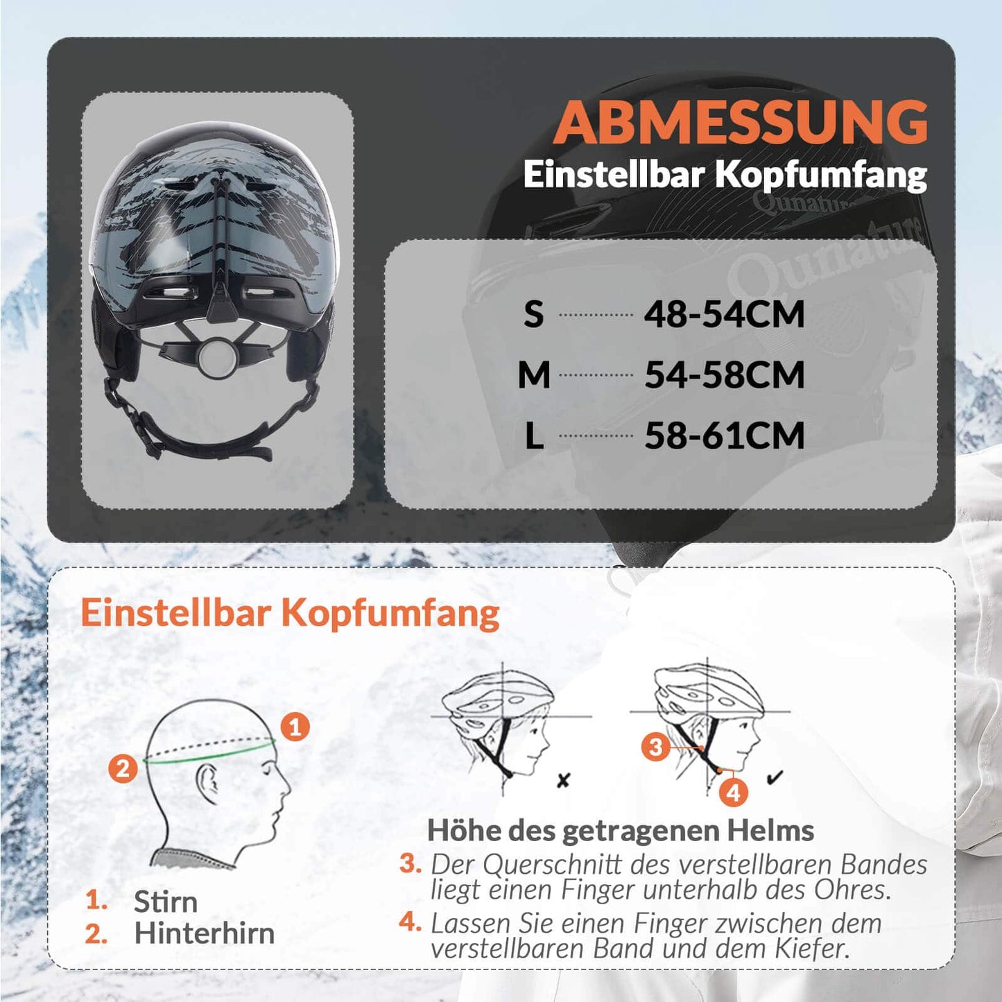 ROCKBROS-Qunature Skihelm mit Ohrenschützern Schneehelm Winter für Skifahren