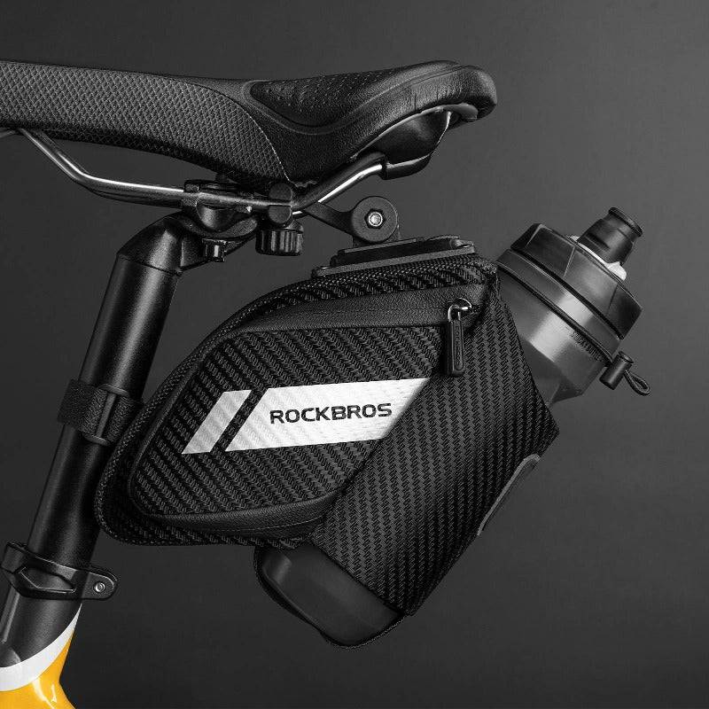 ROCKBROS Satteltasche Fahrradsitz Tasche mit Flaschenhalter Schwarz 1L