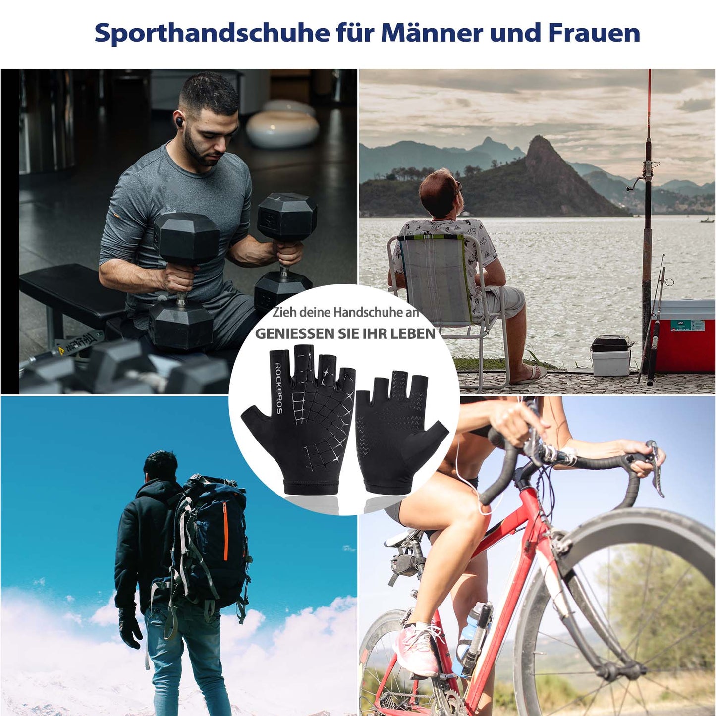 ROCKBROS Sommer atmungsaktive Sport-Radhandschuhe für Männer und Frauen