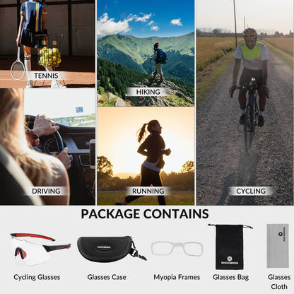 ROCKBROS Sonnenbrille UV400 Schutz Radsportbrille für Damen/ Herren