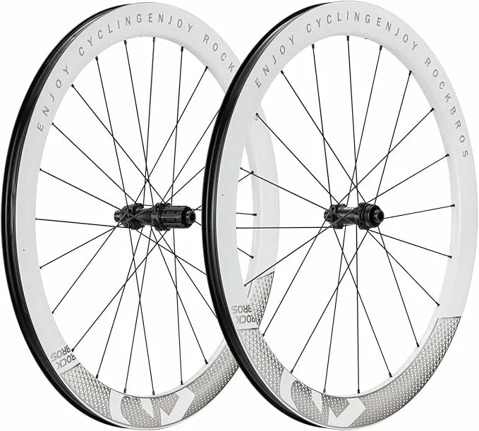 ROCKBROS T700 Carbon Laufradsatz 28‘‘ 50mm Scheibenbremse Steckachse Laufrad Set für Rennrad und SHIMANO 8-12 Fach 24 Speichen 36T-Stahllager