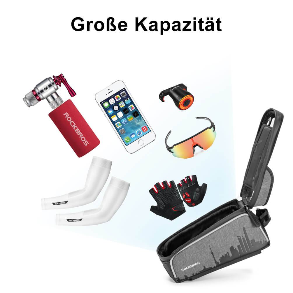 ROCKBROS wasserdicht Oberrohrtasche mit Touchscreen für Handy bis zu 6,5"