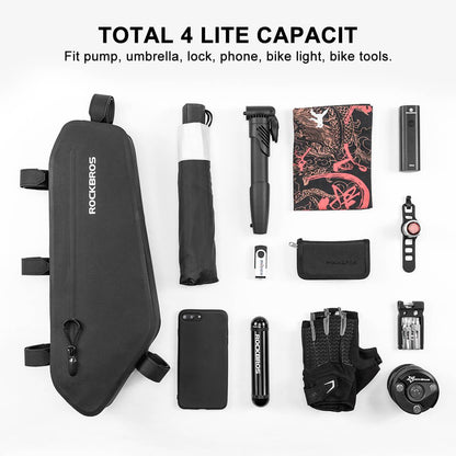 ROCKBROS 4L Wasserabweisend Rahmentasche Dreiecktasche Schwarz