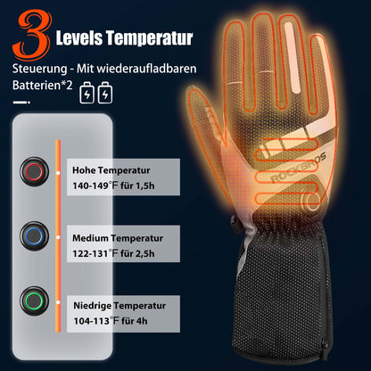 ROCKBROS Winter Beheizte Fahrradhandschuhe Wiederaufladbare Handschuhe M-XL