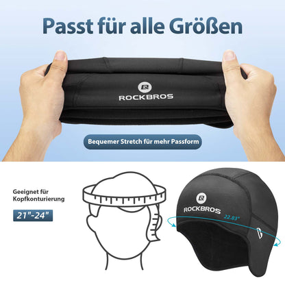 ROCKBROS Winter Fahrrad Mütze Winddicht Helmmütze mit Brillenlöcher
