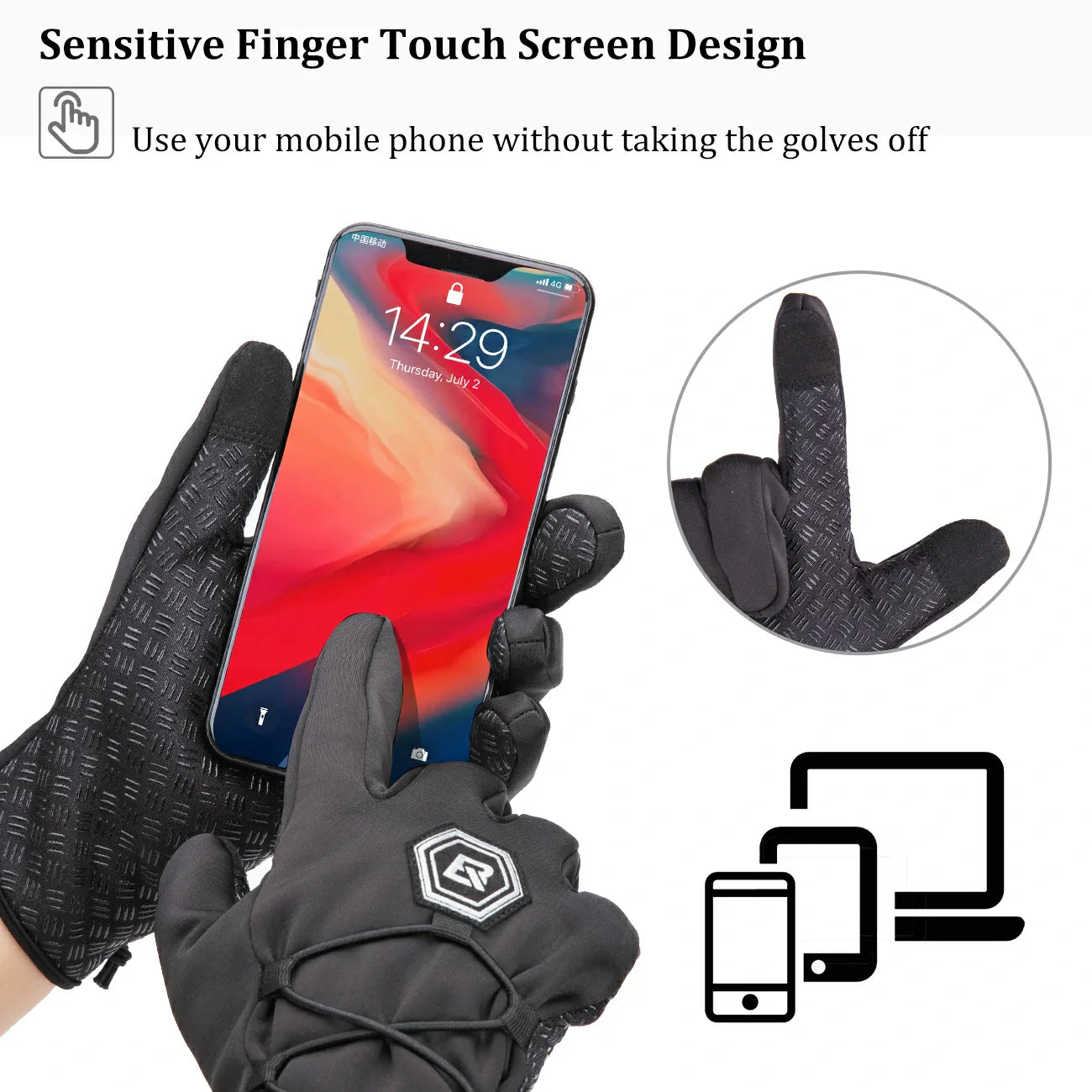 ROCKBROS Winter Fahrradhandschuhe Touchscreen Warme Handschuhe