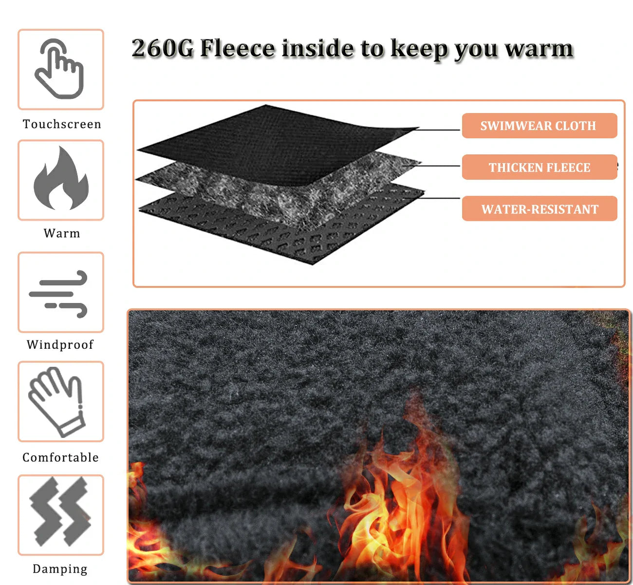 ROCKBROS Winter Fahrradhandschuhe Touchscreen Warme Handschuhe