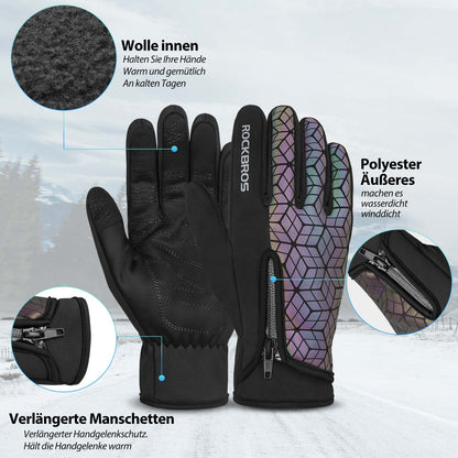ROCKBROS Winter Fahrradhandschuhe Warm für Fahrrad Laufen Fitness Unisex