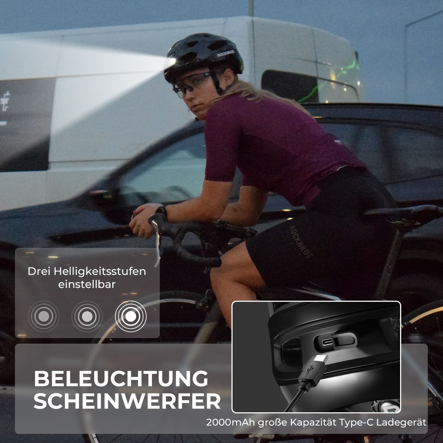 Fernsteuerbarer Smart Fahrradhelm mit Licht