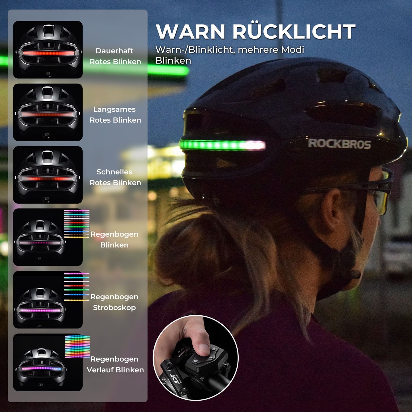 Fernsteuerbarer Smart Fahrradhelm mit Licht