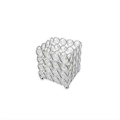 Teelichthalter Eckig, Kerzenhalter Glas Metall, Breite 8x8 cm, Höhe 9 cm, dekoratives Design aus Glas und Metall in rechteckiger Form.