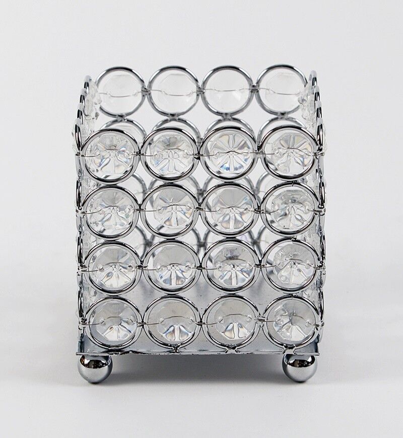 Teelichthalter Eckig, Kerzenhalter Glas Metall, 8x8x9 cm, aus Glas und Metall, elegantes Design, ideal für Teelichter