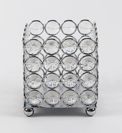 Teelichthalter Eckig, Kerzenhalter Glas Metall, 8x8x9 cm, aus Glas und Metall, elegantes Design, ideal für Teelichter