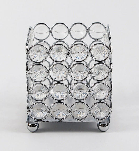 Teelichthalter Eckig, Kerzenhalter Glas Metall, 8x8x9 cm, aus Glas und Metall, elegantes Design, ideal für Teelichter