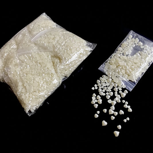 Streudeko Herz 5-11 mm Perlen creme/weiß ca 400 Stück (45 g) Herzperlen Halbherz
